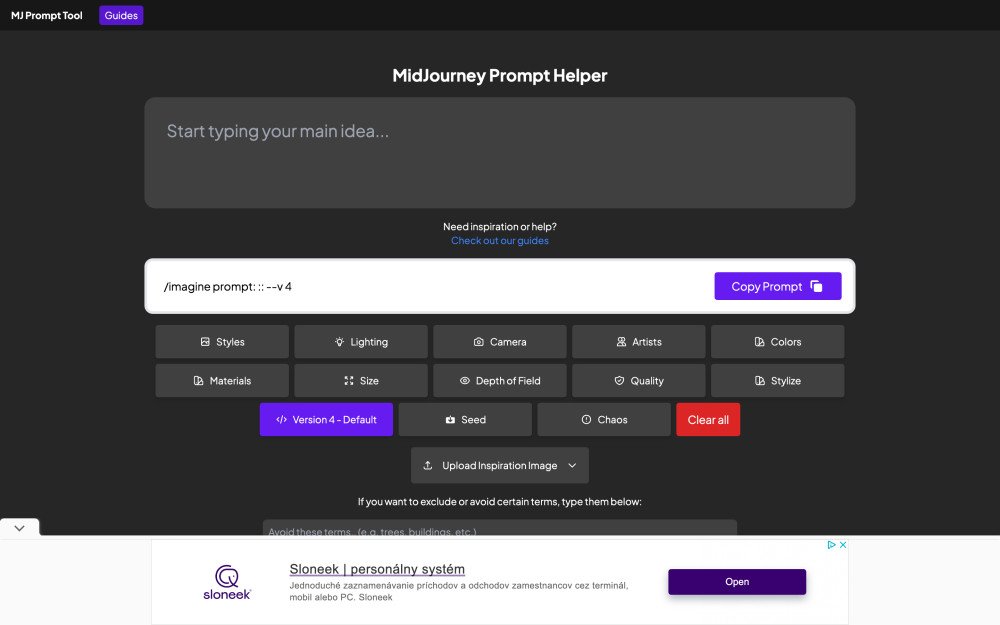 MidJourney Prompt Helper